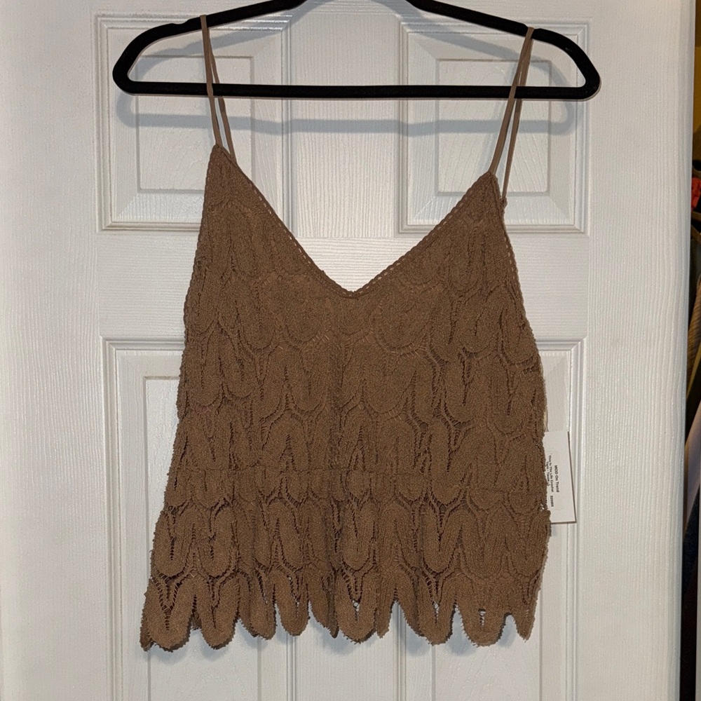 Chic Brown Lace Camisole Top